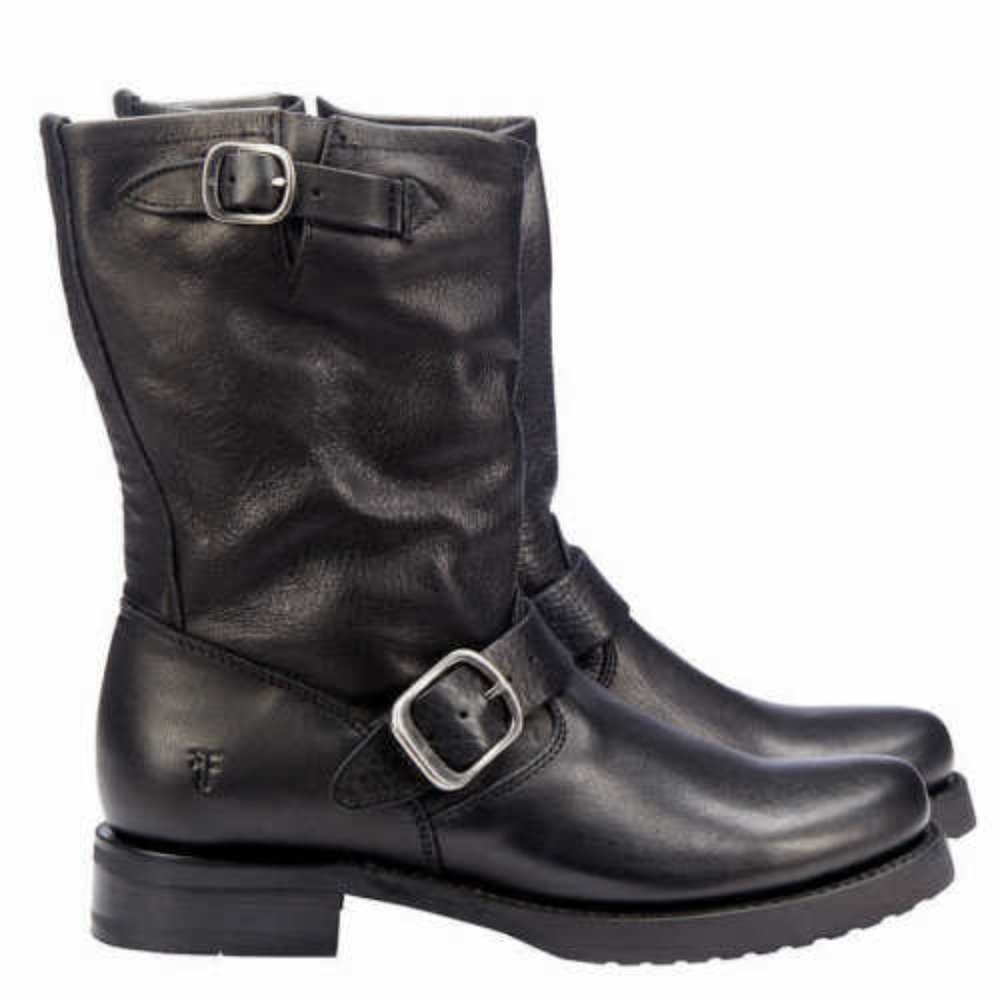 NEW Frye Veronica Short Boot BLACK MOTO BUCKLE